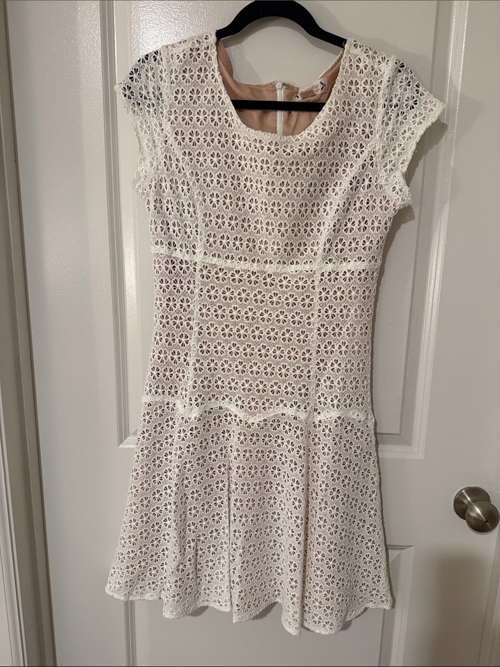 Nanette Lepore White Floral Eyelet Fit-and-Flare Mini Dress